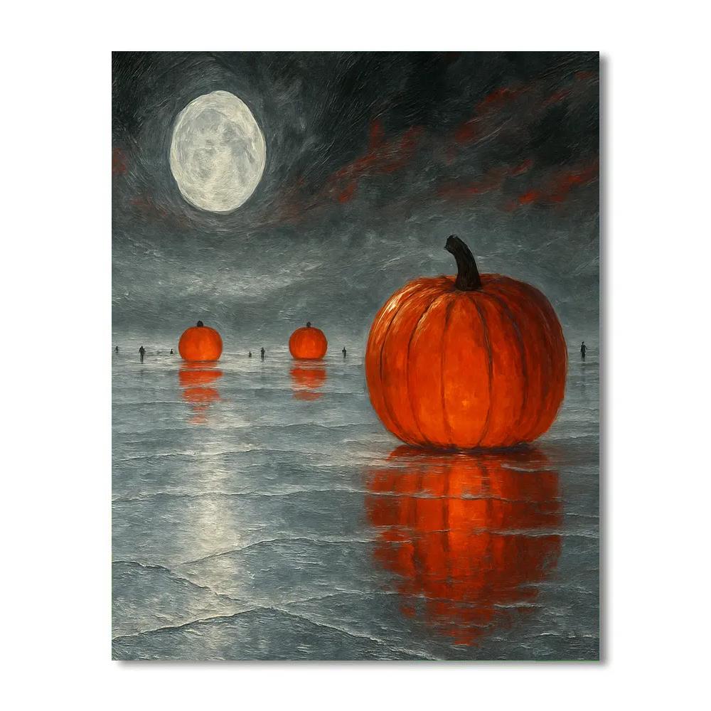 Pumpkin Moon Over The Salt Flats paint by number