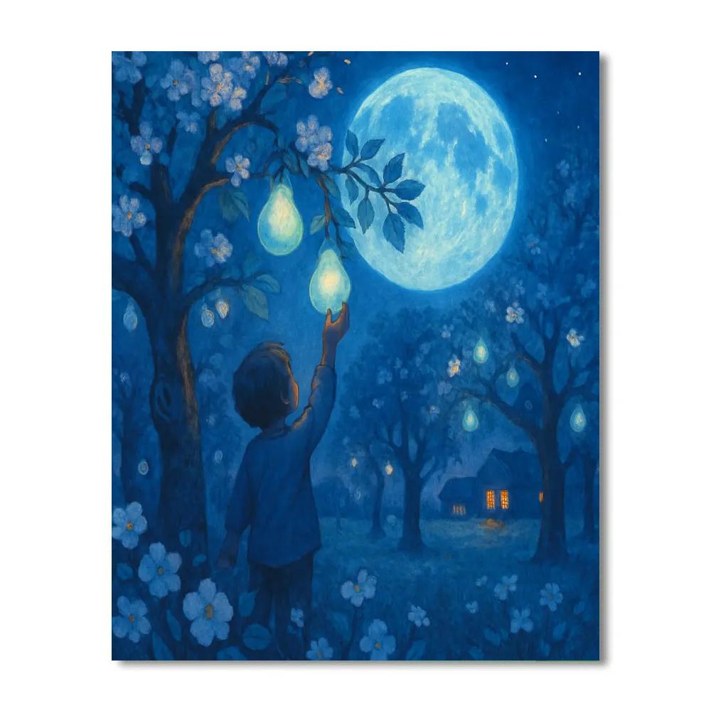 Spectral Orchard Of The Blue Moon Number painting