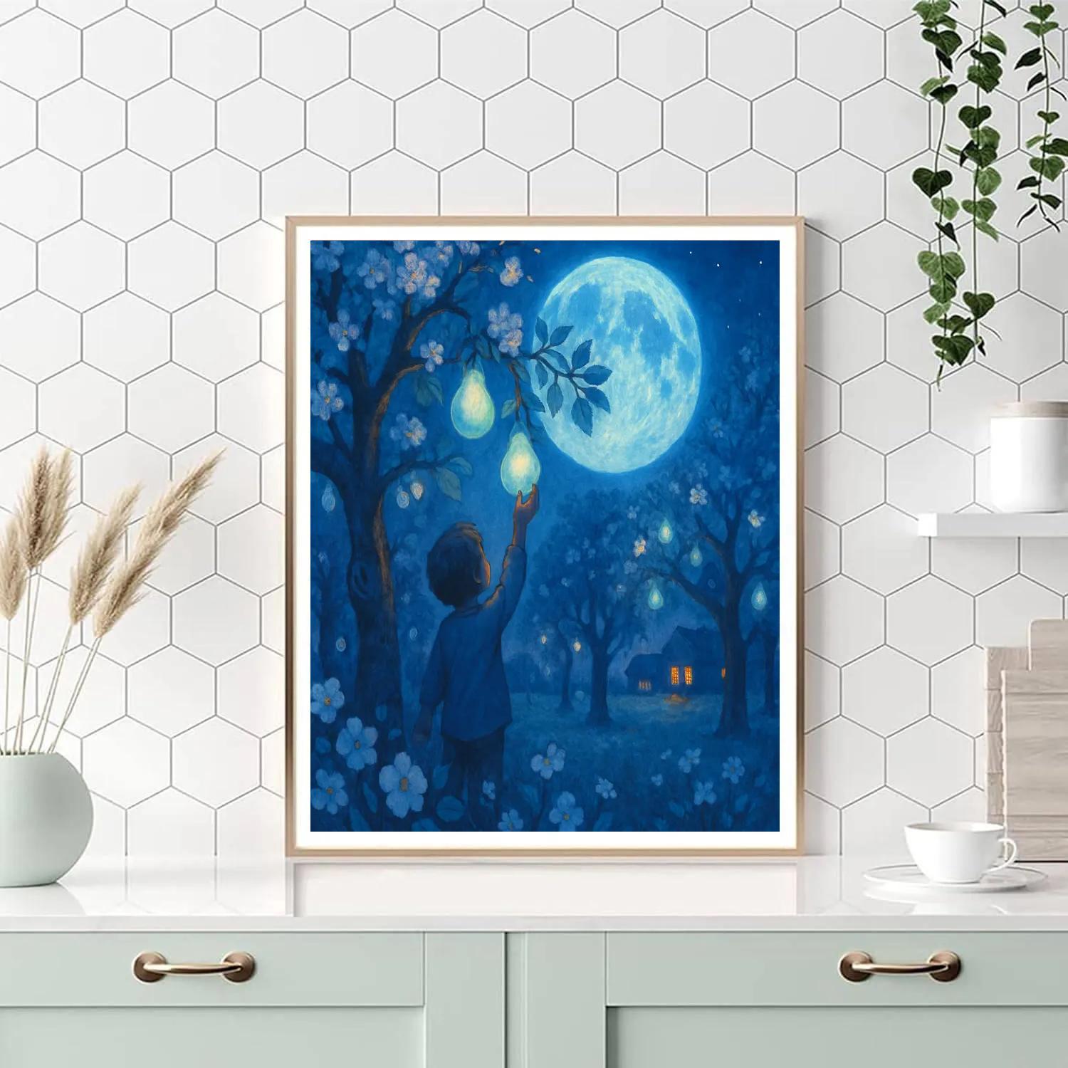 Spectral Orchard Of The Blue Moon Number painting