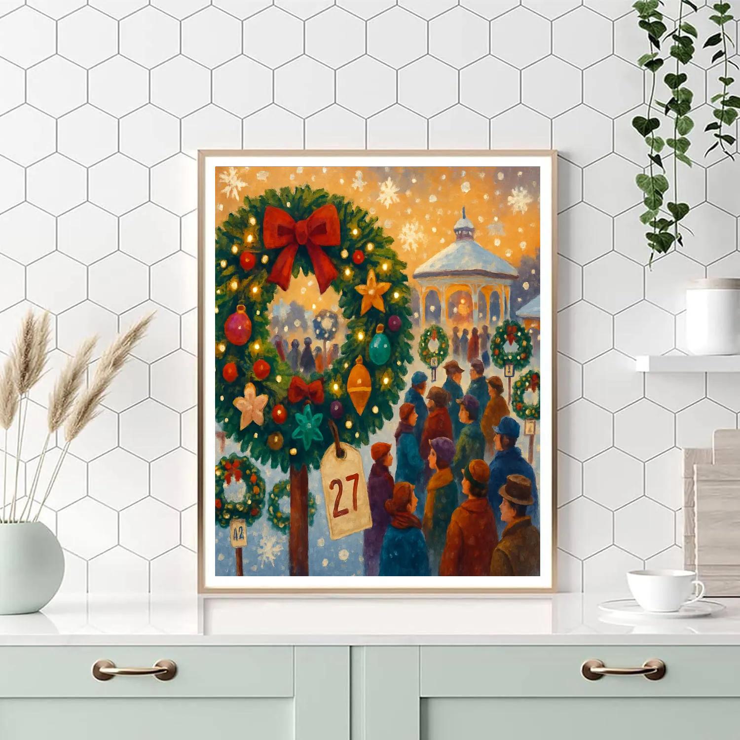 Frost Market Wreath Auction paint by numbers