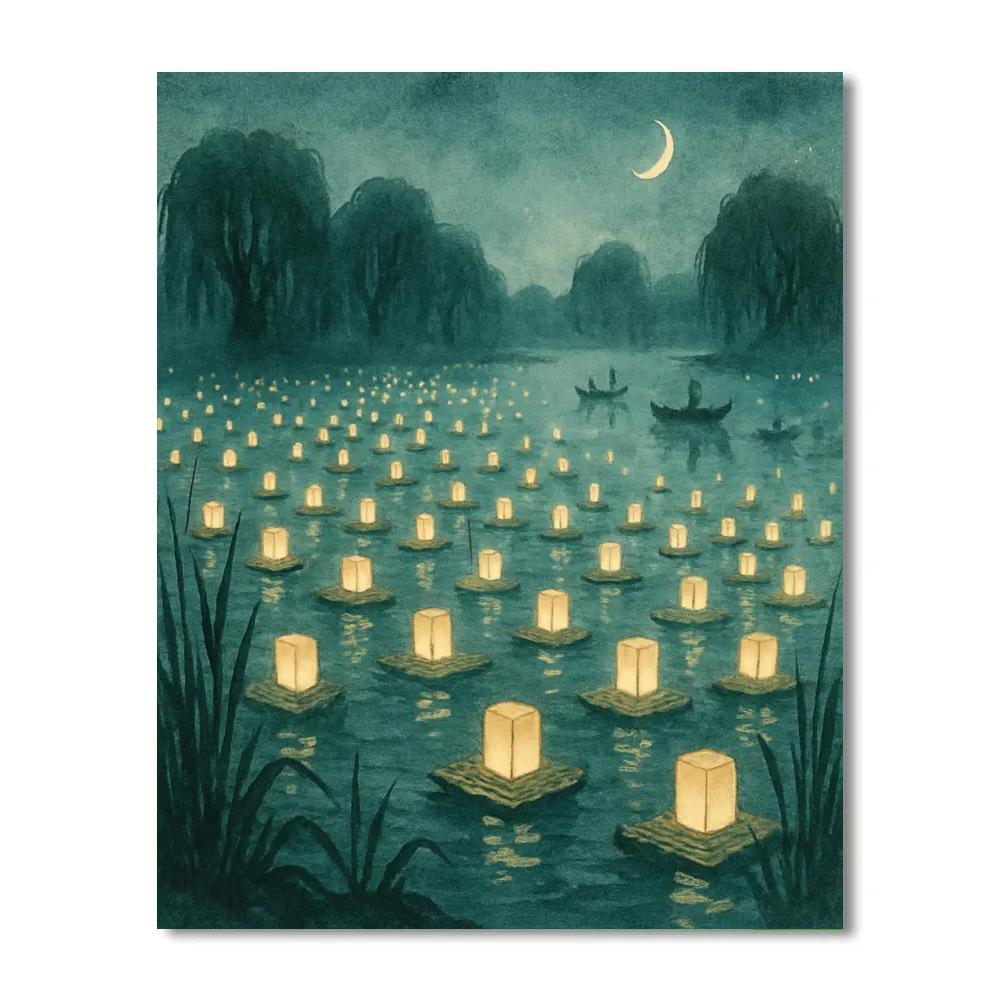 Lanterns In The Sea Of Reeds Number painting
