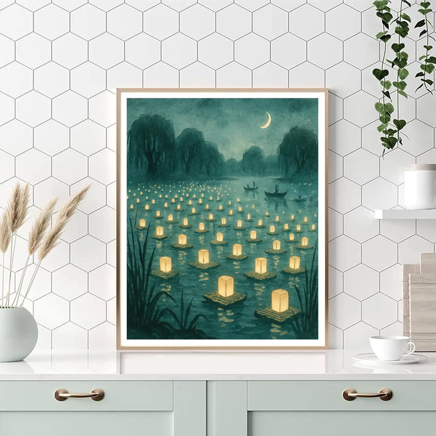 Lanterns In The Sea Of Reeds Number painting