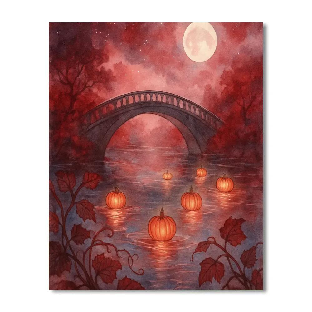Moonbridge Over The Pumpkin Lagoon DIY paint by numbers