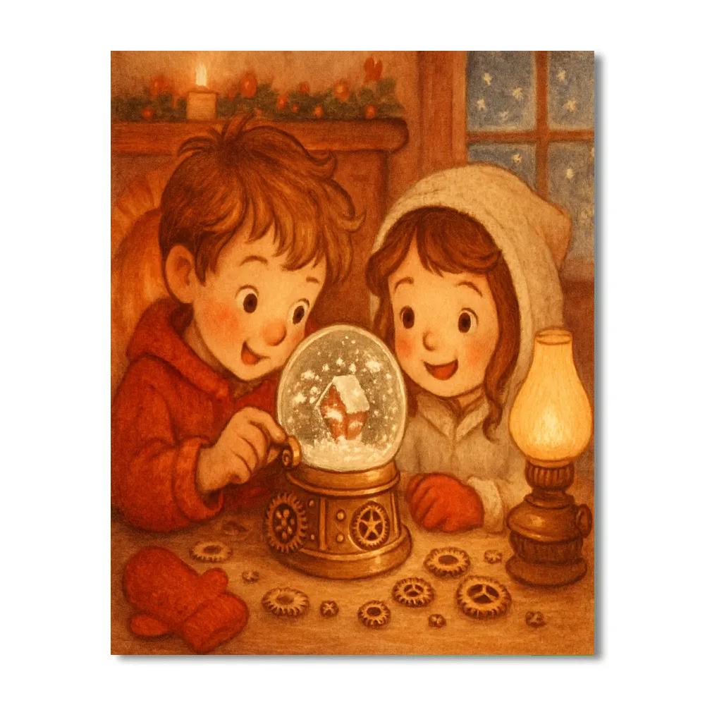 Hearthside Snow Globe Engineers paint by numbers