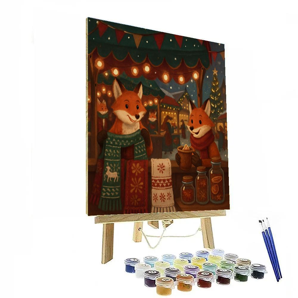 Merry Market Snow Foxes Painting by numbers kit