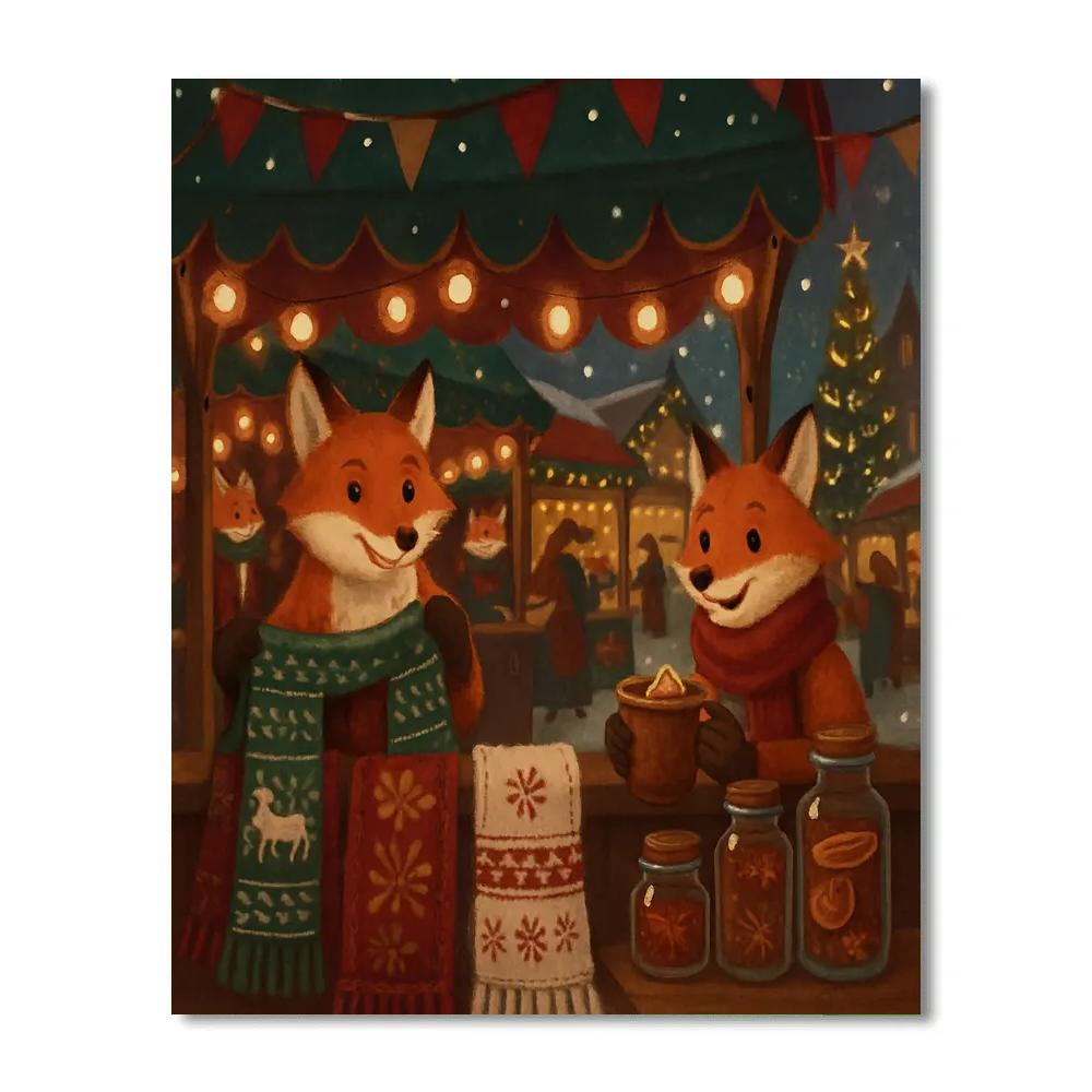 Merry Market Snow Foxes Painting by numbers kit