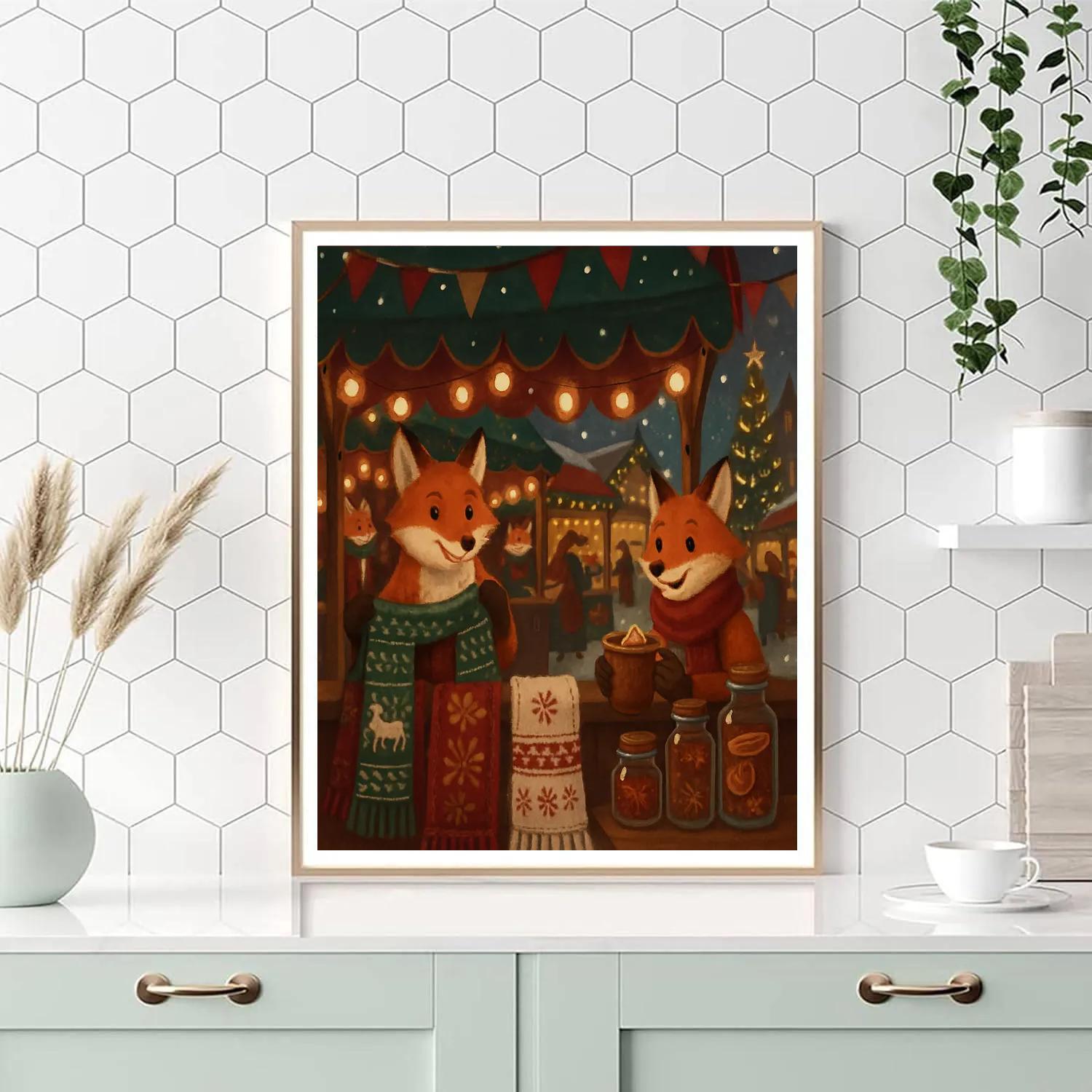 Merry Market Snow Foxes Painting by numbers kit