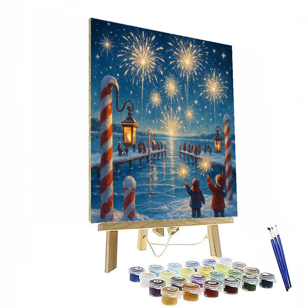 Peppermint Pier Fireworks Number painting