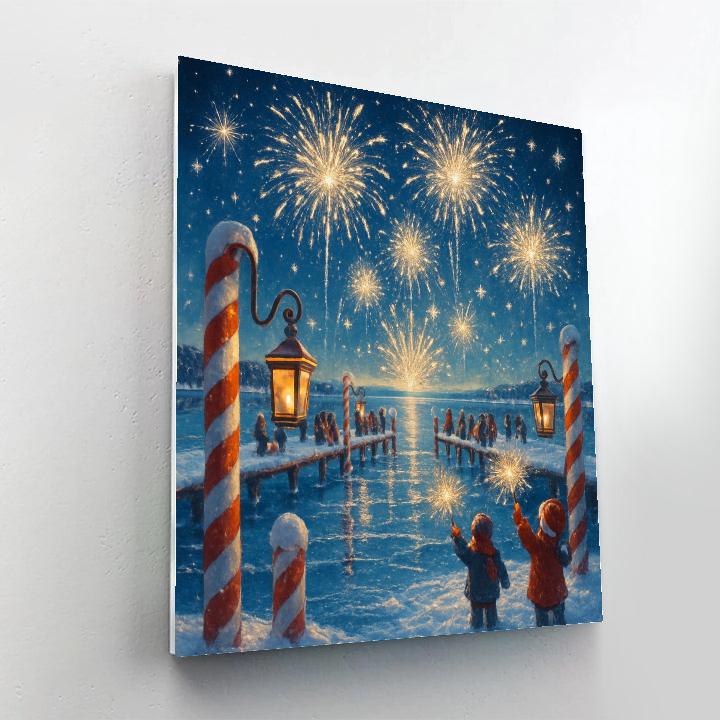 Peppermint Pier Fireworks Number painting