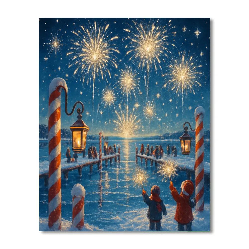 Peppermint Pier Fireworks Number painting