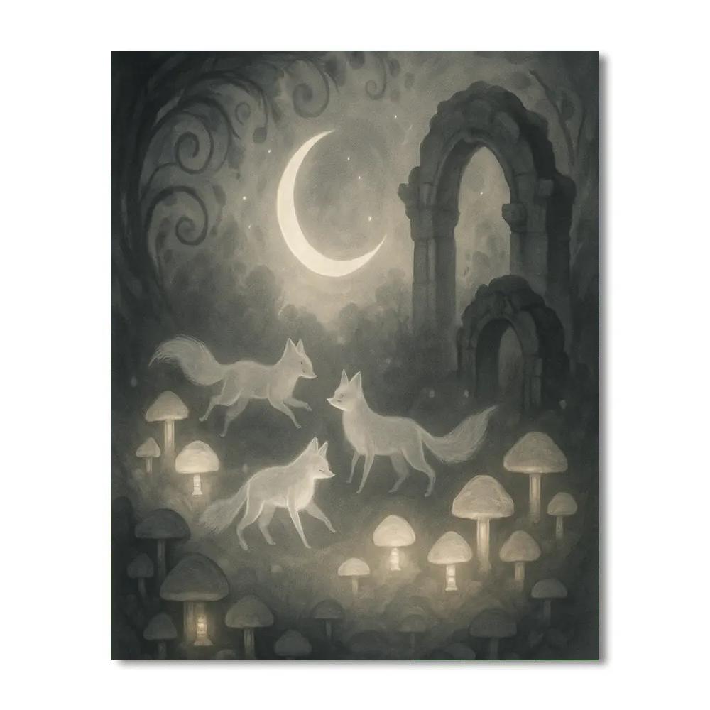 The Crescent Clearing And Ghost Foxes paint by numbers