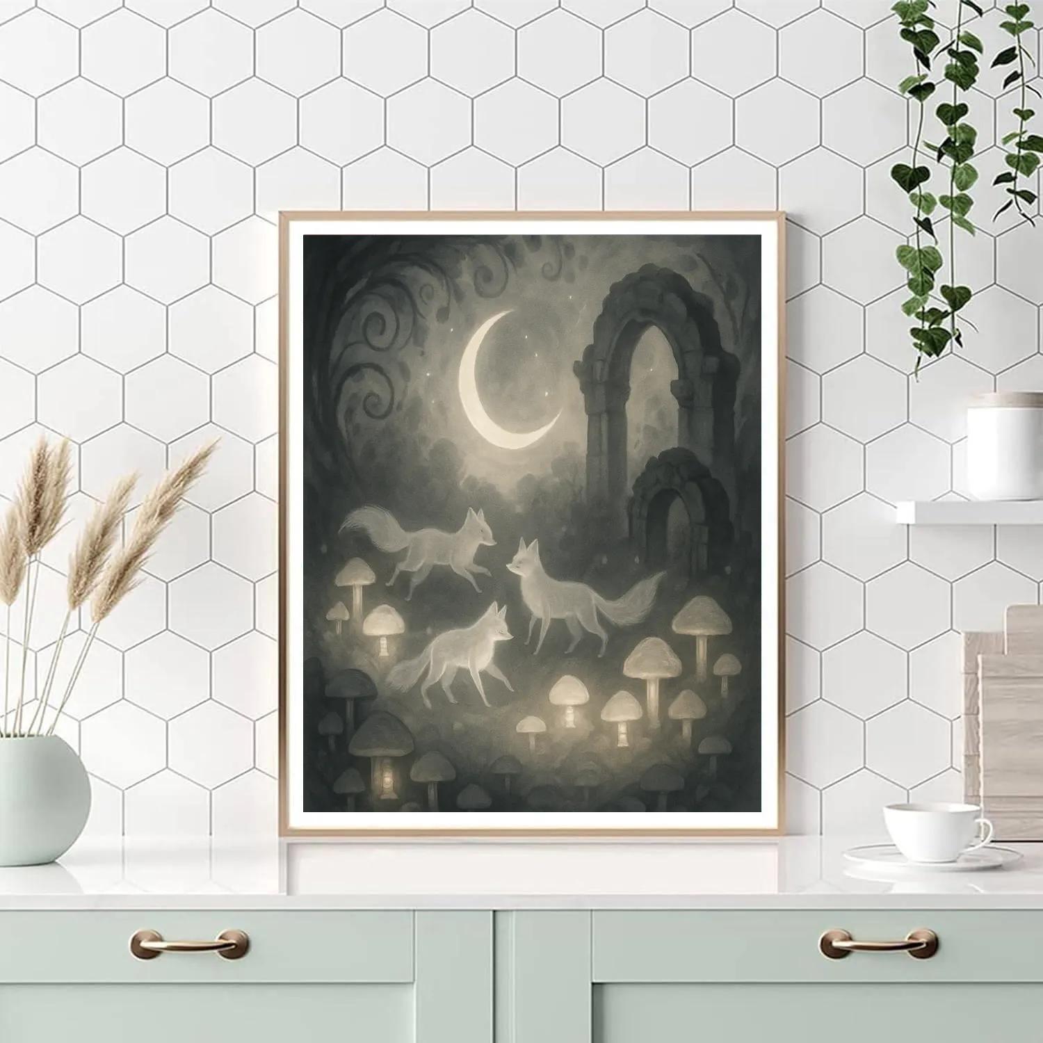 The Crescent Clearing And Ghost Foxes paint by numbers