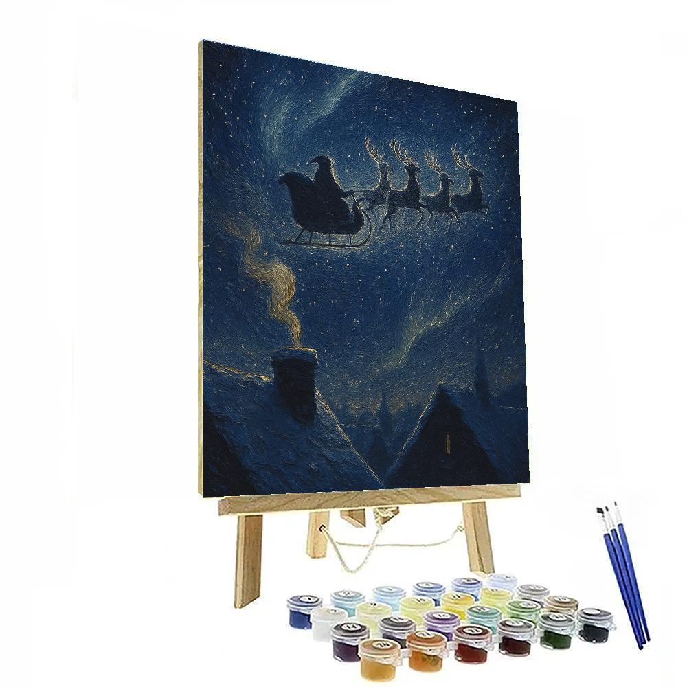Velvet Night Santa Silhouette paint by color