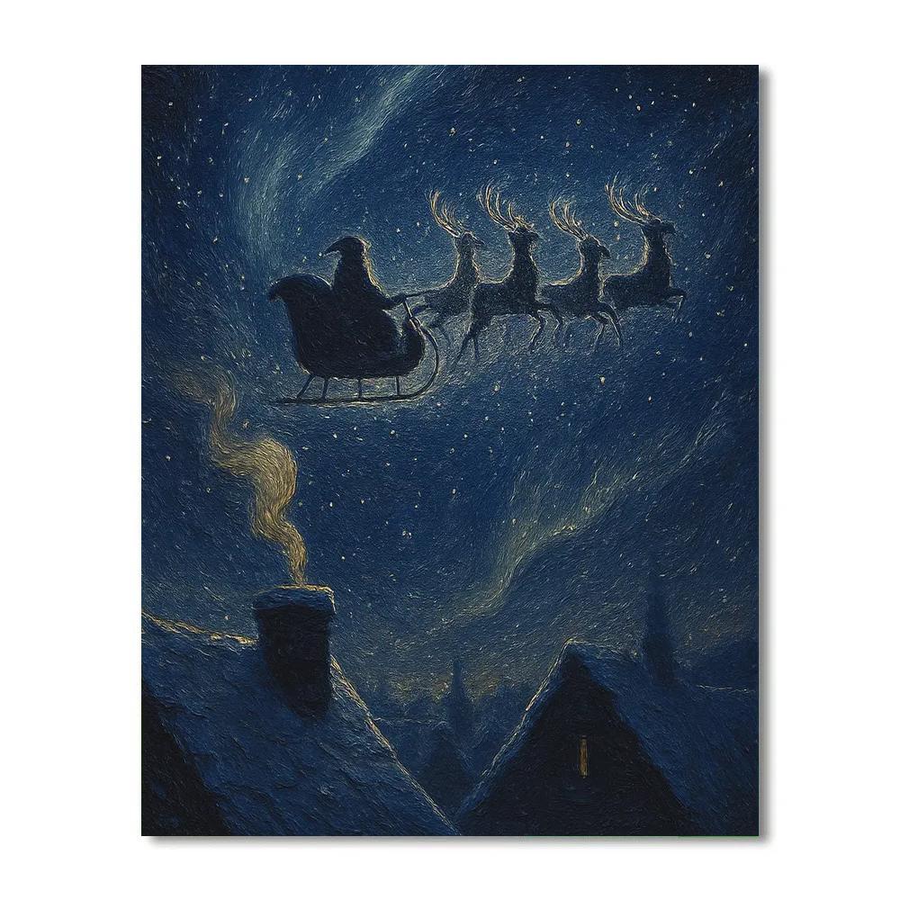 Velvet Night Santa Silhouette paint by color