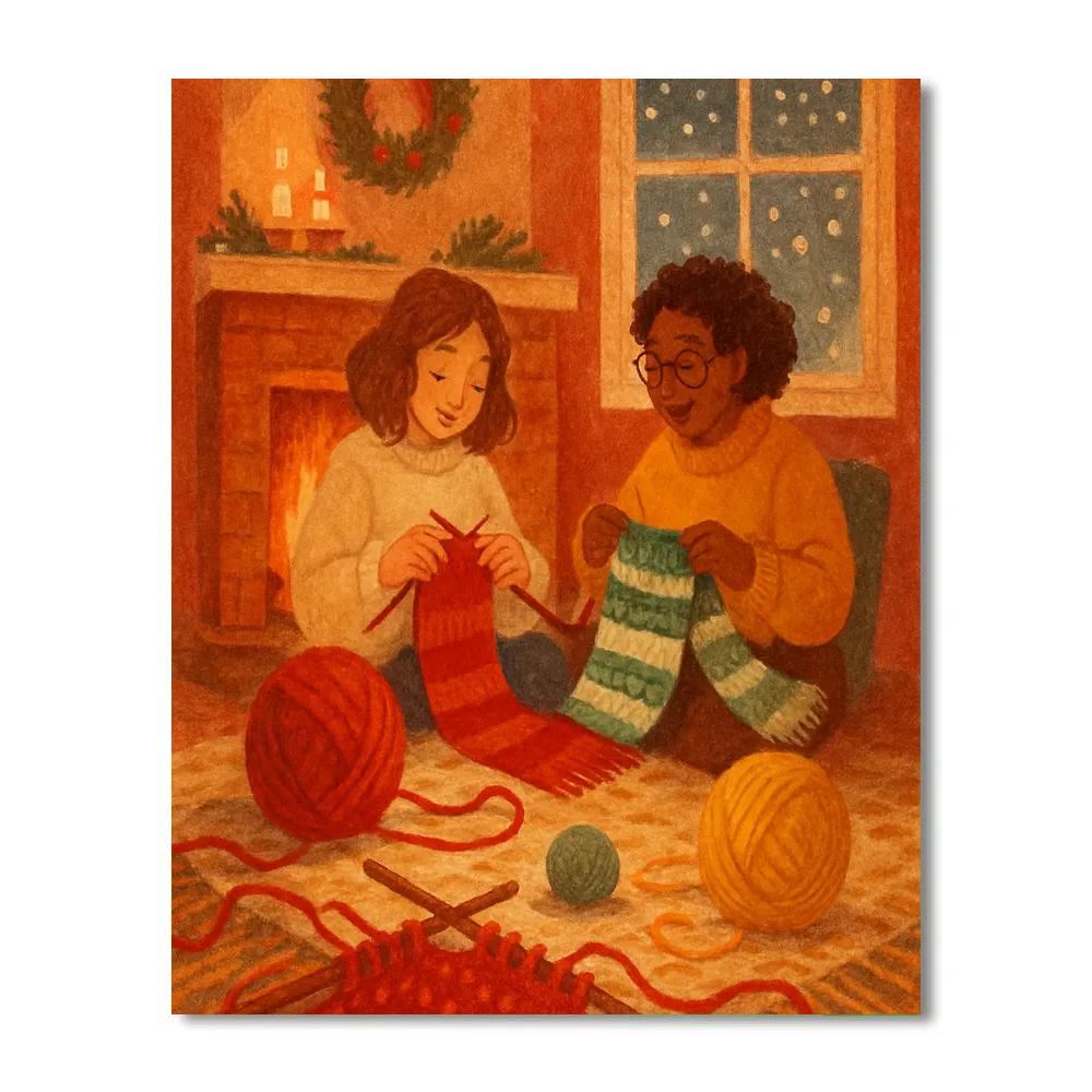 Hearthside Knitting Circle Paint by numbers art