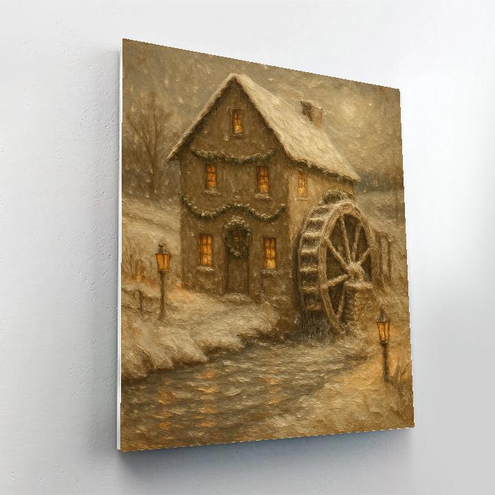 Silent Snowmill Night Painting by numbers kit