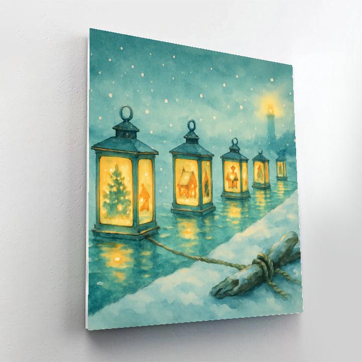 Winter Wharf Story Lanterns Painting by numbers kit