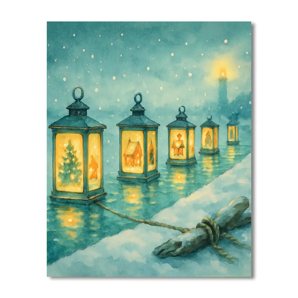Winter Wharf Story Lanterns Painting by numbers kit