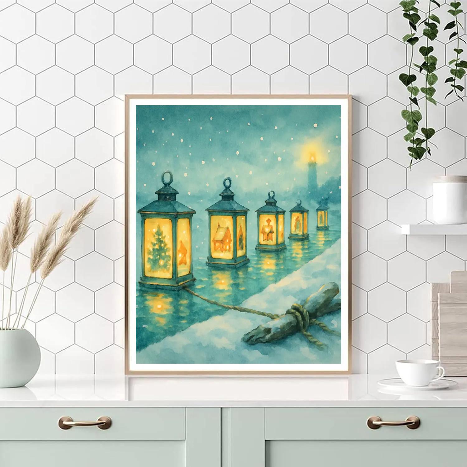 Winter Wharf Story Lanterns Painting by numbers kit