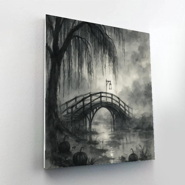 The Last Lantern On Willow Bridge paint by color