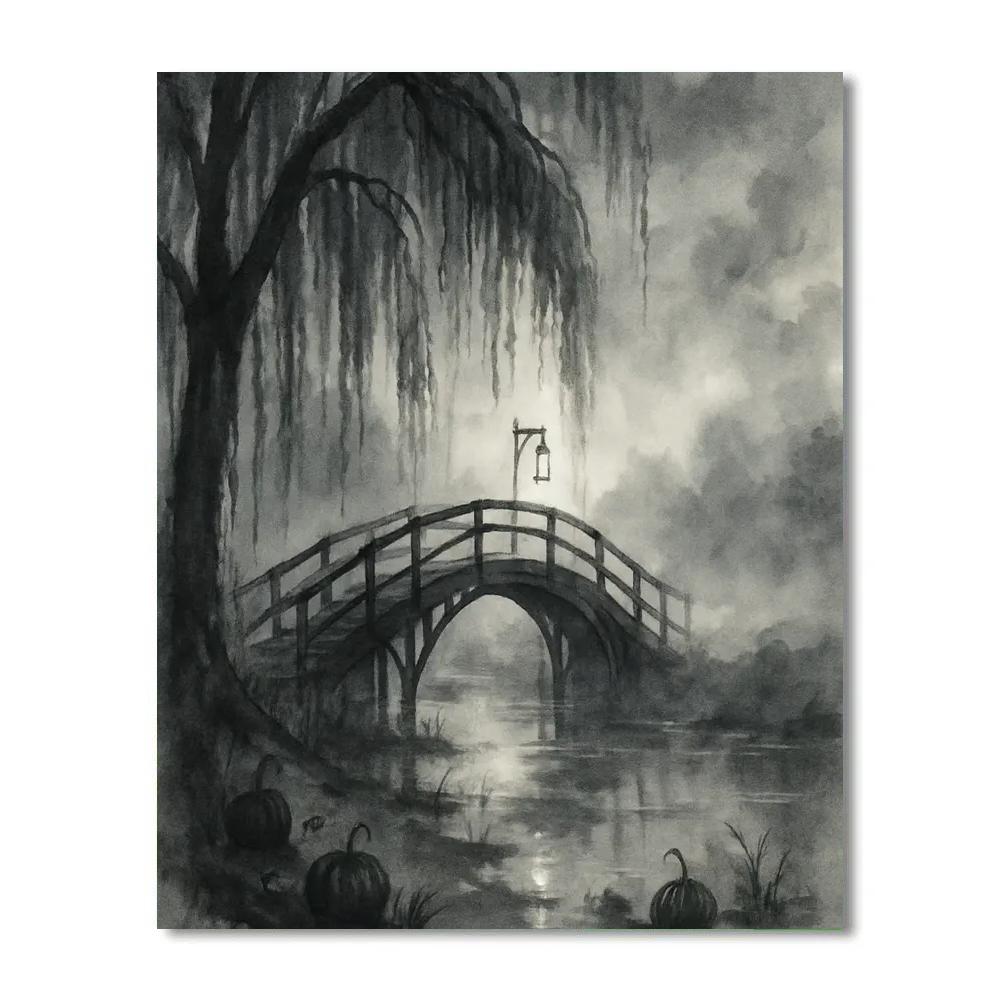 The Last Lantern On Willow Bridge paint by color