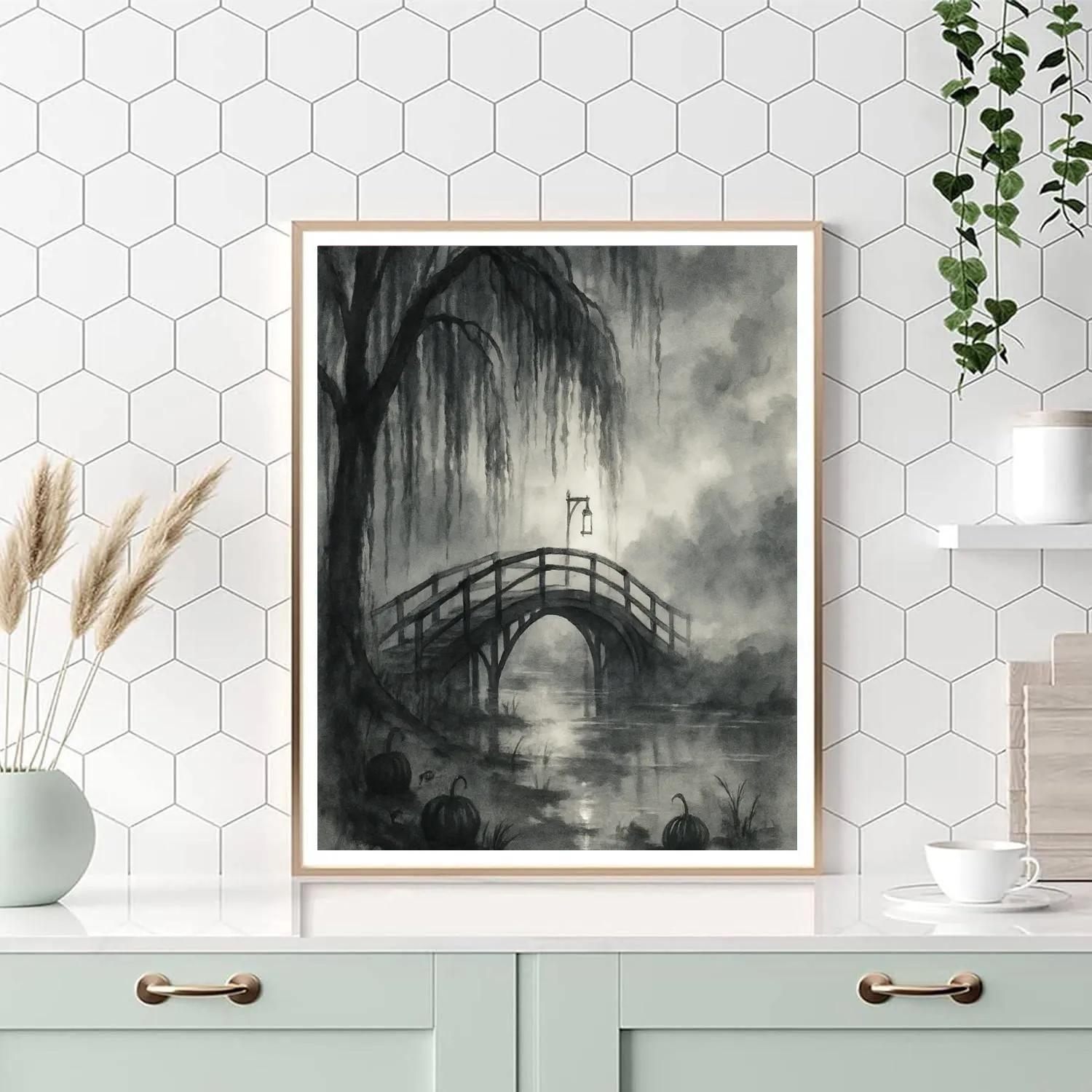 The Last Lantern On Willow Bridge paint by color