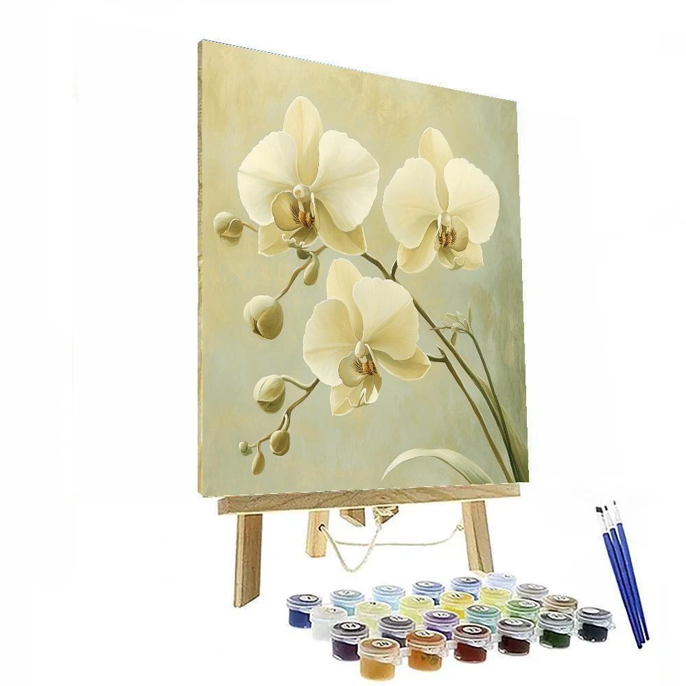 Leonardo Da Vinci Inspired Botanical Orchid Study paint by color