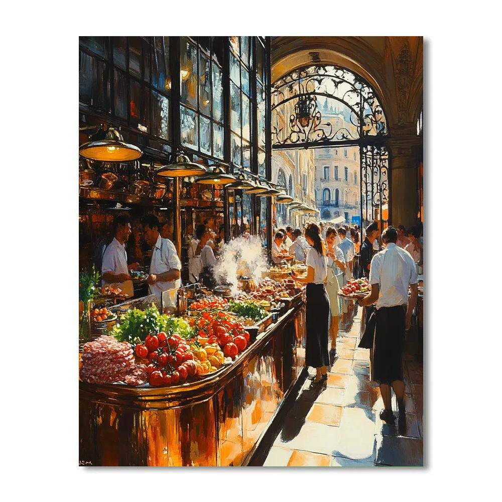 Mercado De San Miguel Market Scene Madrid Spain Paint by numbers art