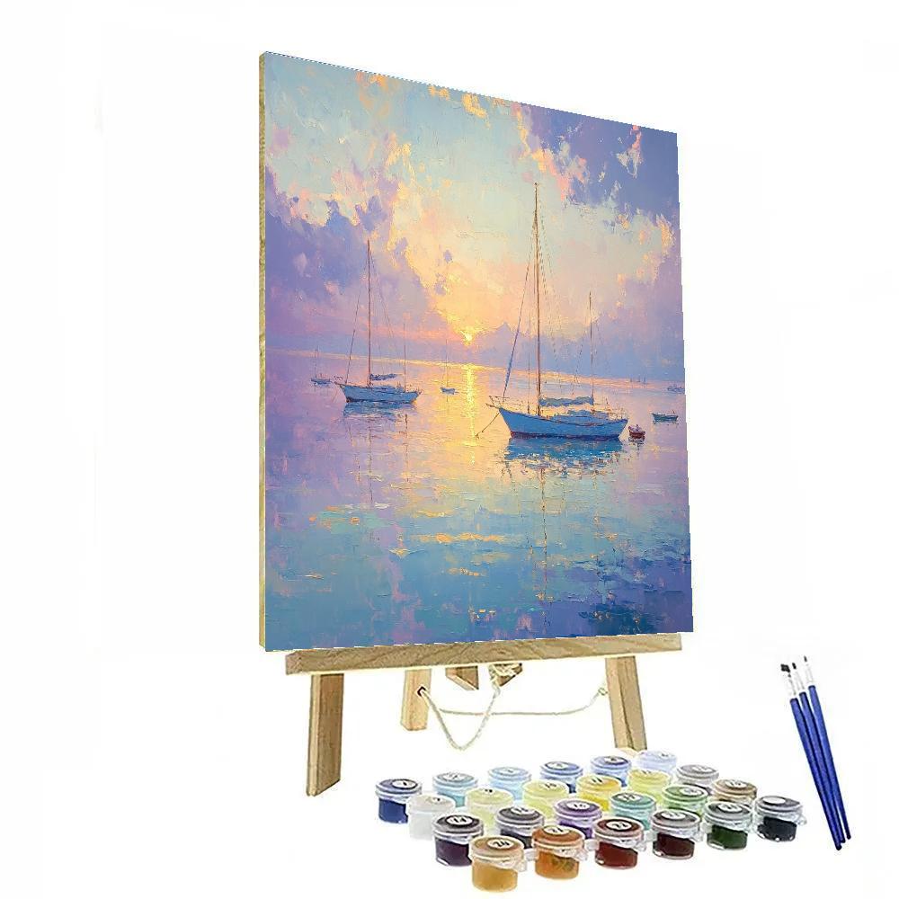 Monet Inspired Misty Harbor paint by numbers