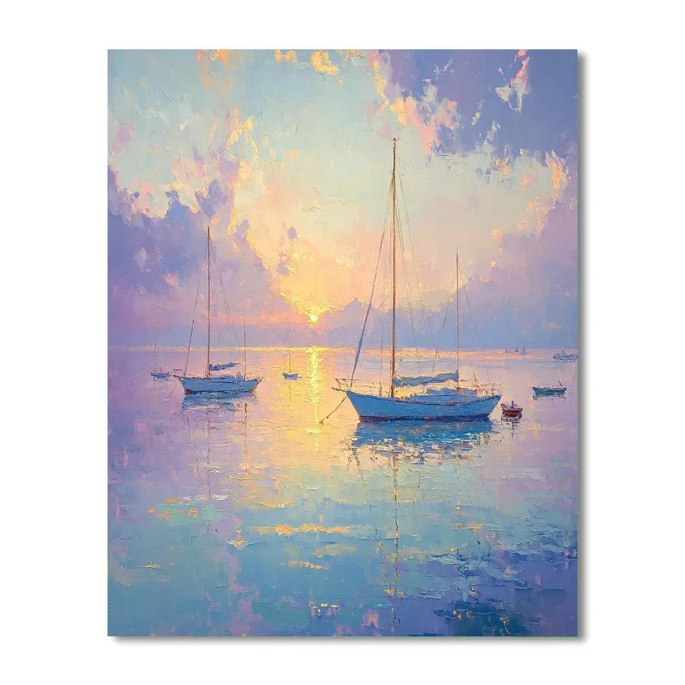Monet Inspired Misty Harbor paint by numbers