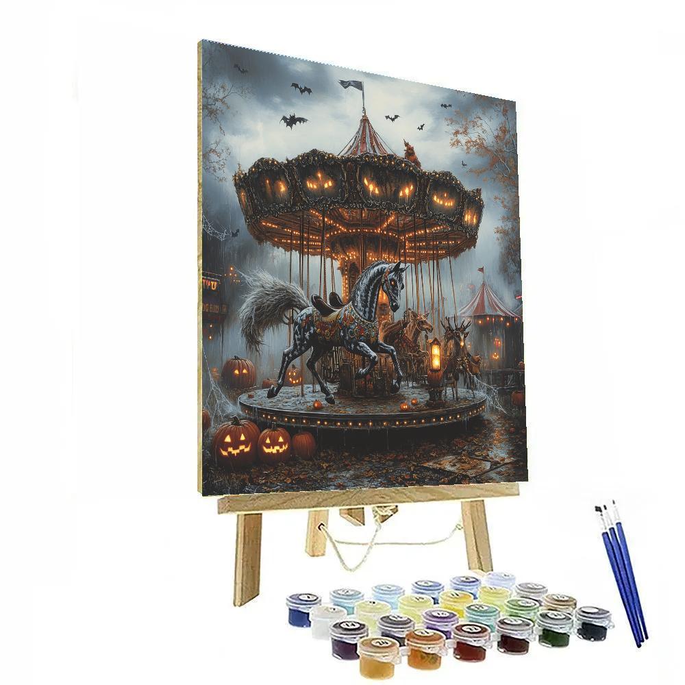 Nightmare Carousel With Haunted Animals paint by numbers