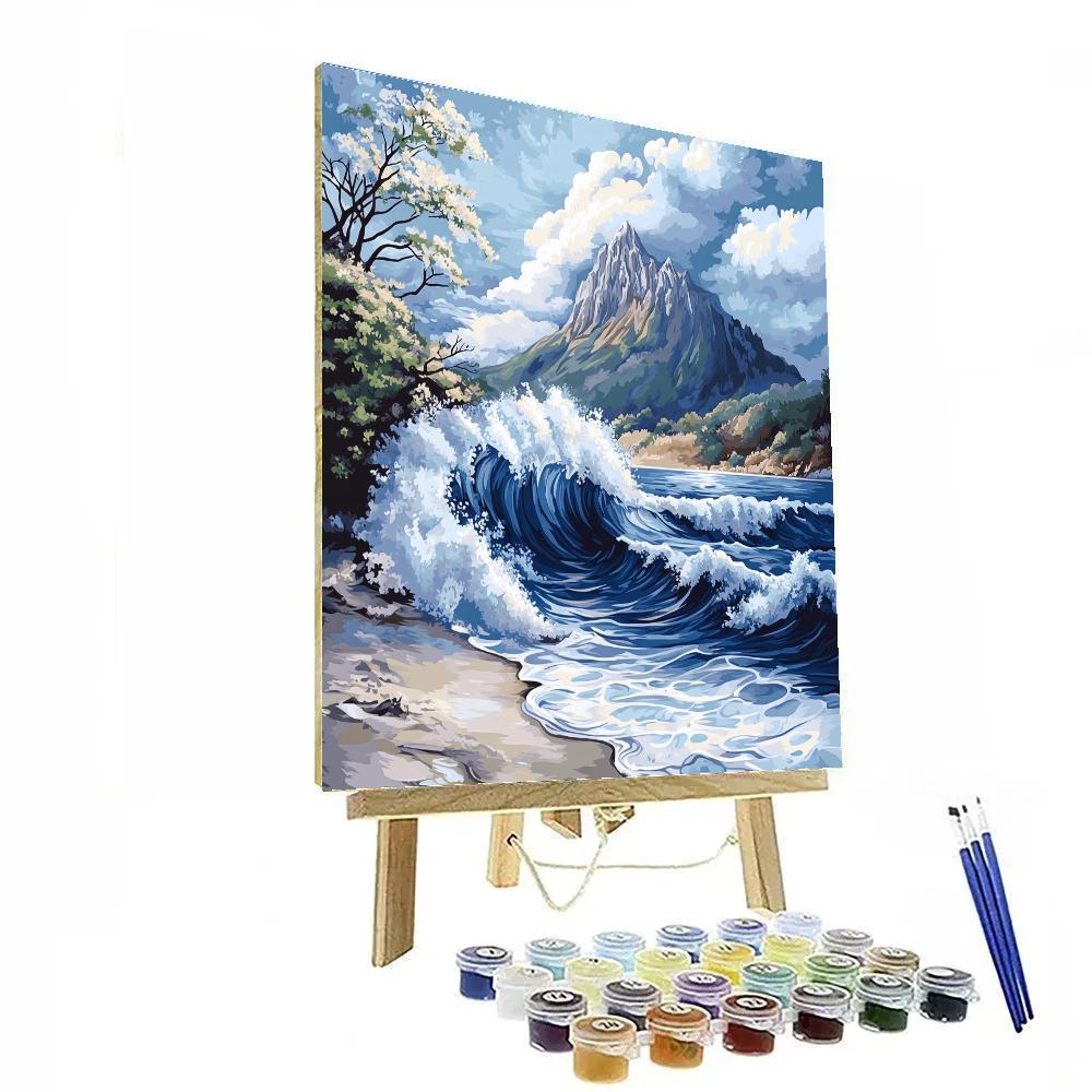 Hokusai Inspired Mountain Waves paint by numbers