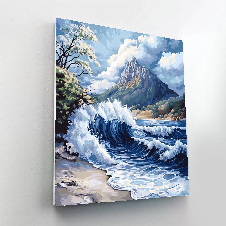 Hokusai Inspired Mountain Waves paint by numbers