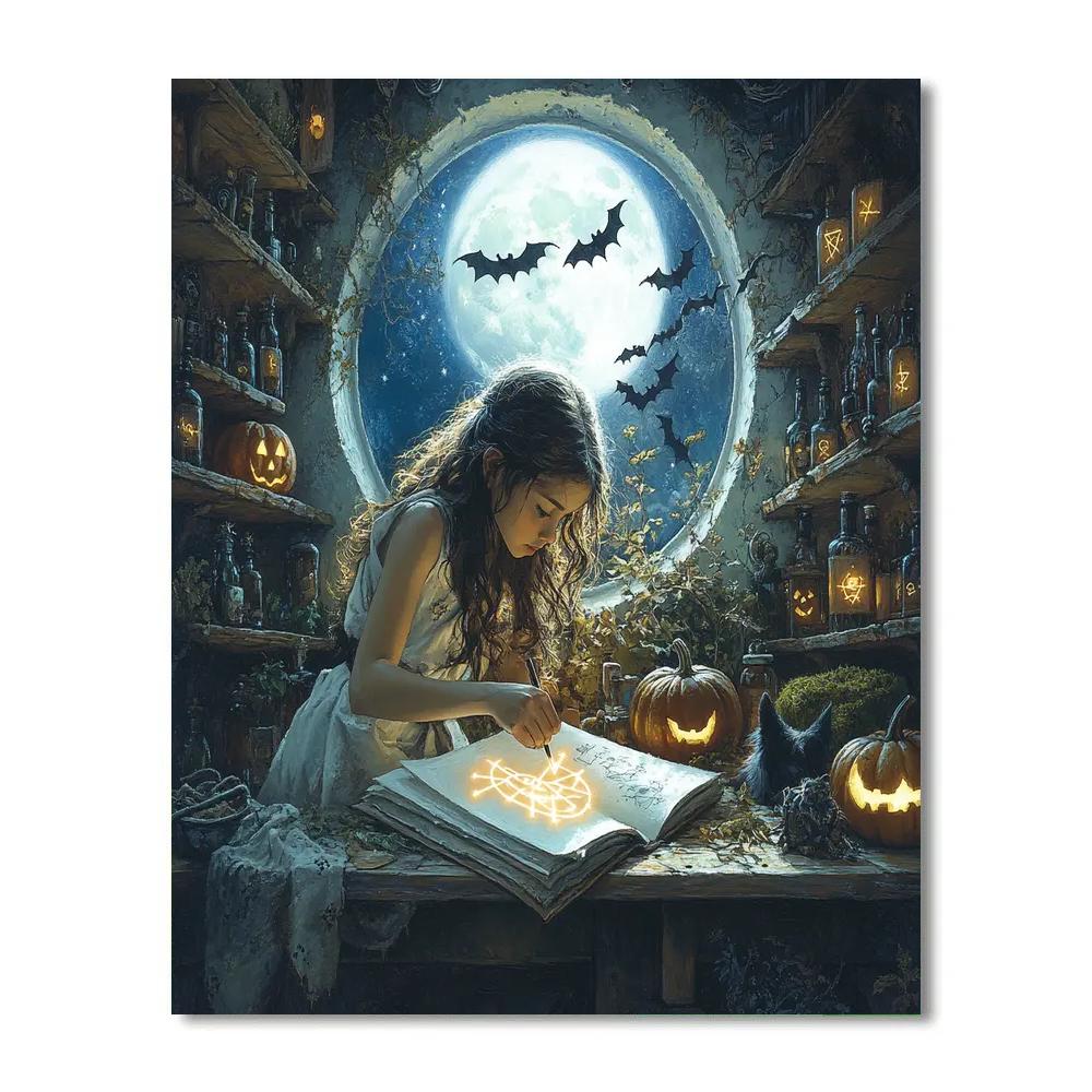 Moonlit Spellbook Workshop Spooky Edition Painting by numbers kit