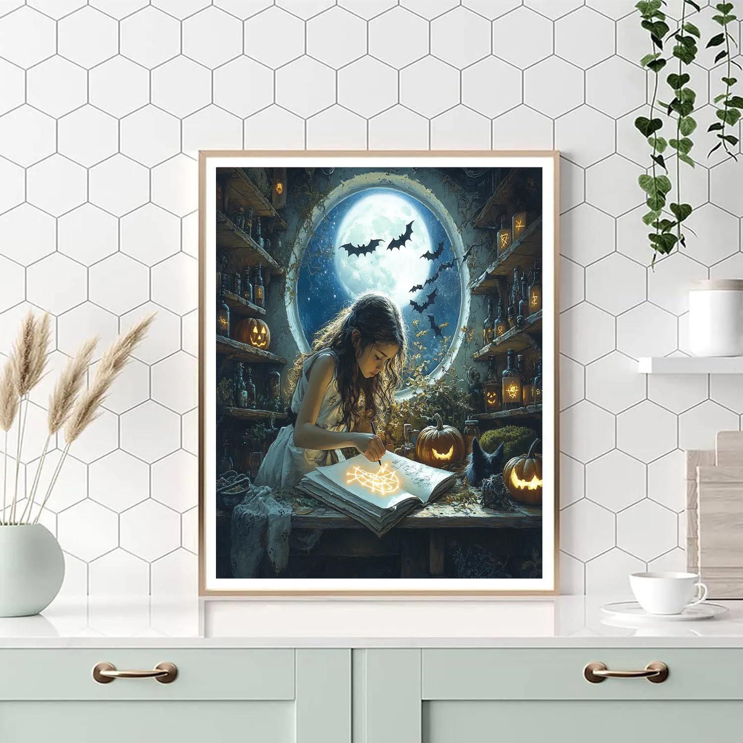 Moonlit Spellbook Workshop Spooky Edition Painting by numbers kit