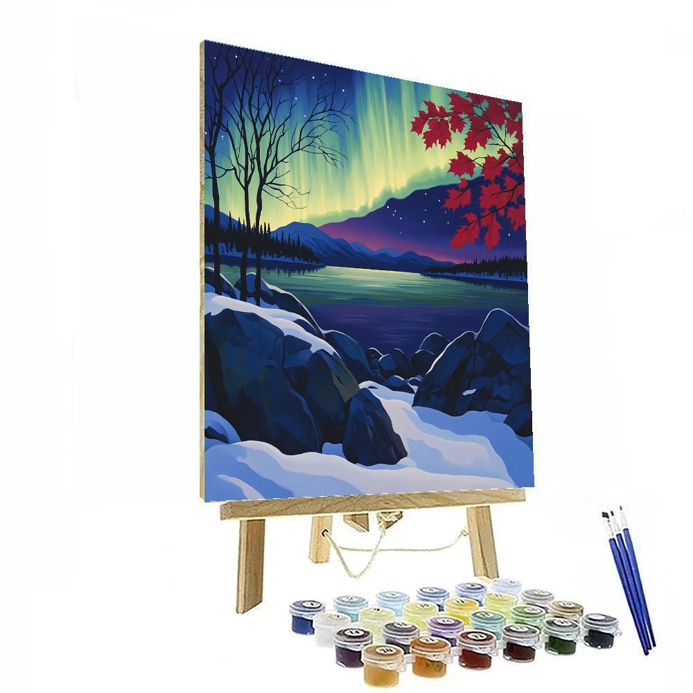 A.Y. Jackson Inspired Aurora Over Shield Rocks painting number kit