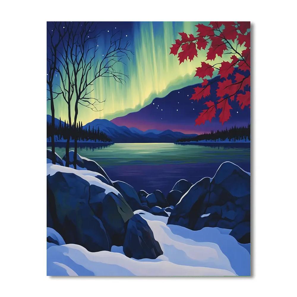 A.Y. Jackson Inspired Aurora Over Shield Rocks painting number kit