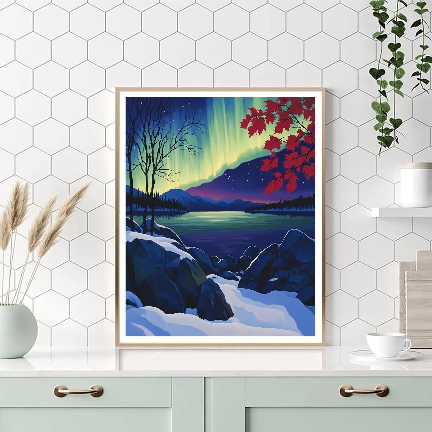 A.Y. Jackson Inspired Aurora Over Shield Rocks painting number kit
