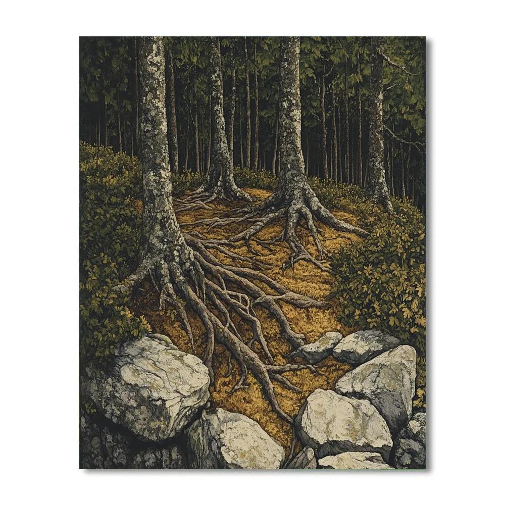 Arthur Lismer Inspired Twisted Root Undergrowth Paint by numbers art