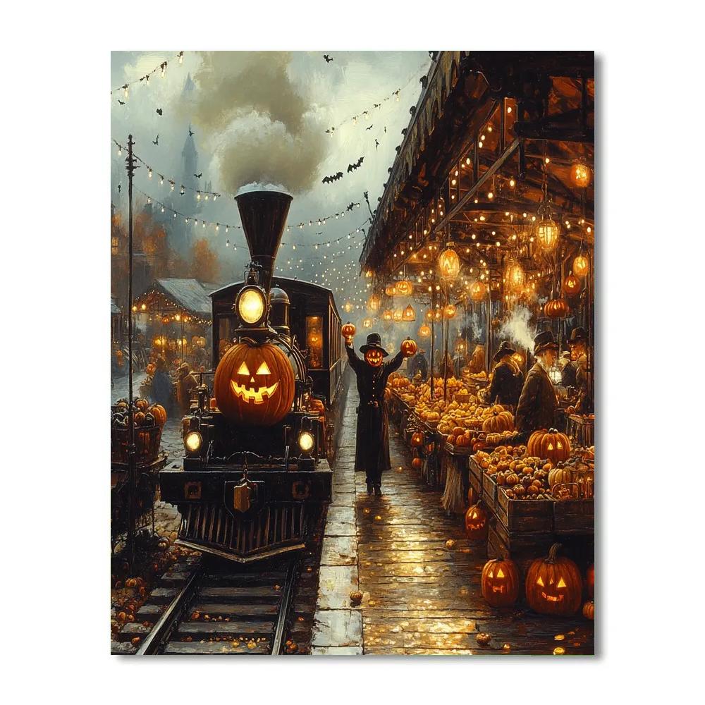 Pumpkin Express Midnight Market Halloween paint by numbers
