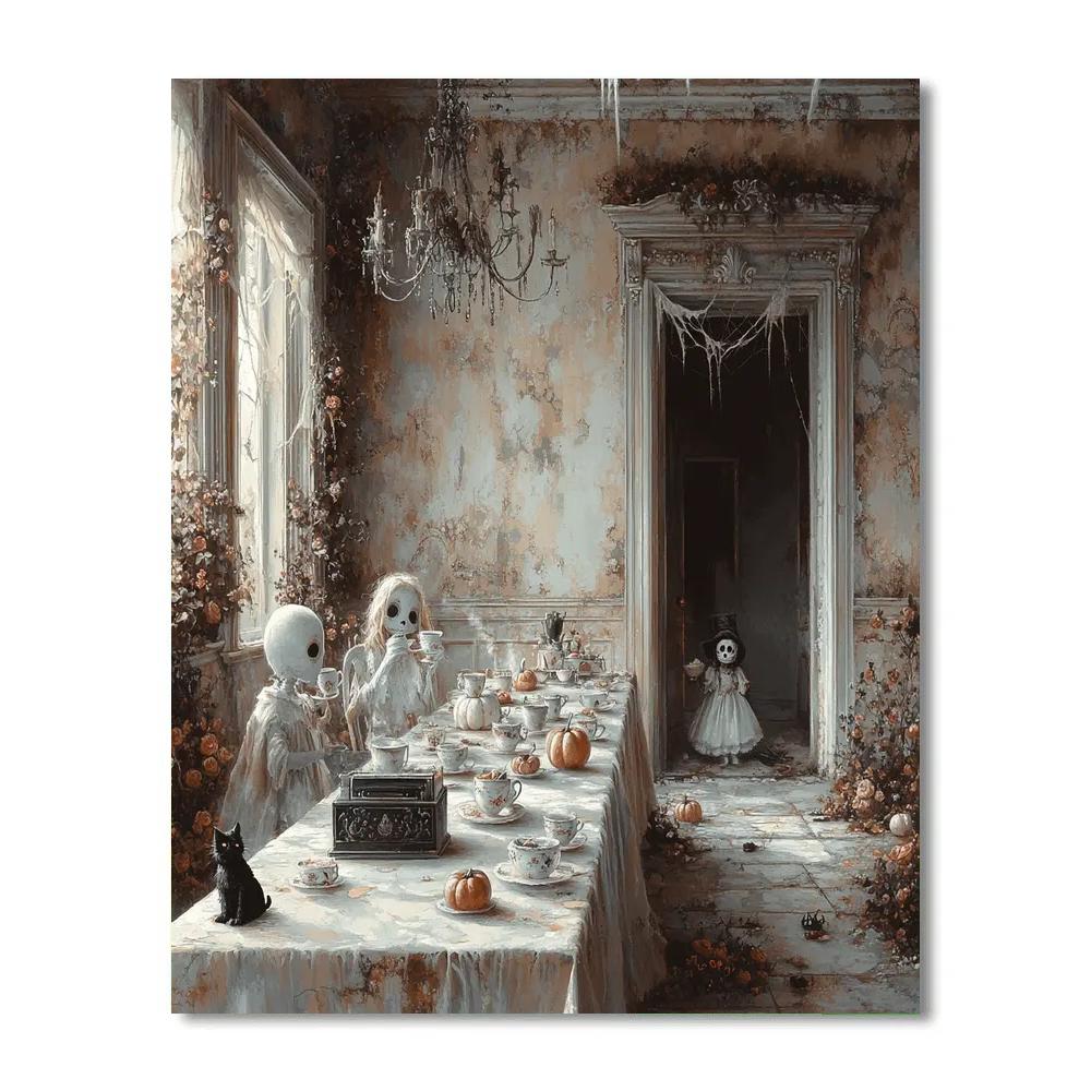 Spectral Tea Party Haunted Manor Paint by numbers art
