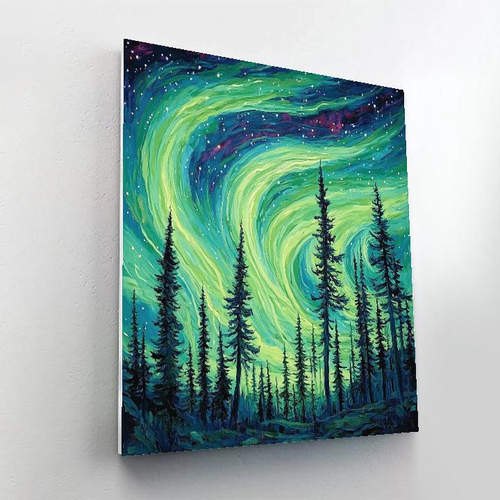 Edvard Munch Inspired Pulsating Boreal Aurora paint by numbers