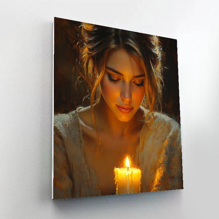 Rembrandt Inspired Candlelit Portrait Paint by numbers art