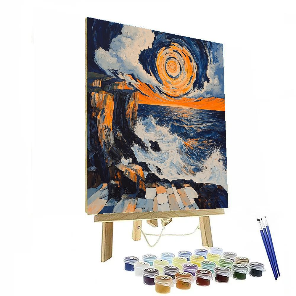 Edvard Munch Inspired Tempestuous Coastal Rift paint by number