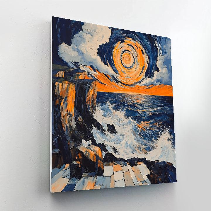 Edvard Munch Inspired Tempestuous Coastal Rift paint by number