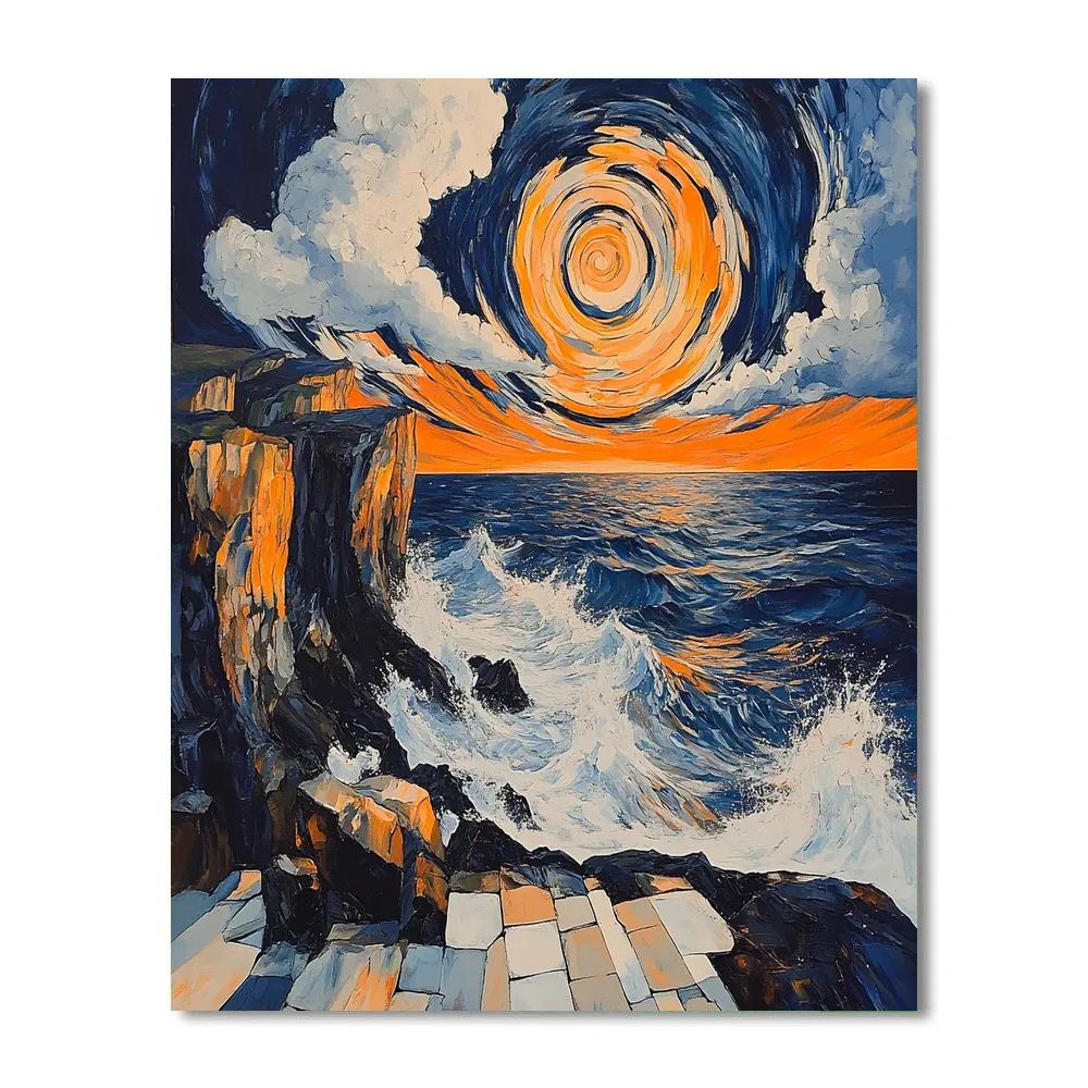 Edvard Munch Inspired Tempestuous Coastal Rift paint by number