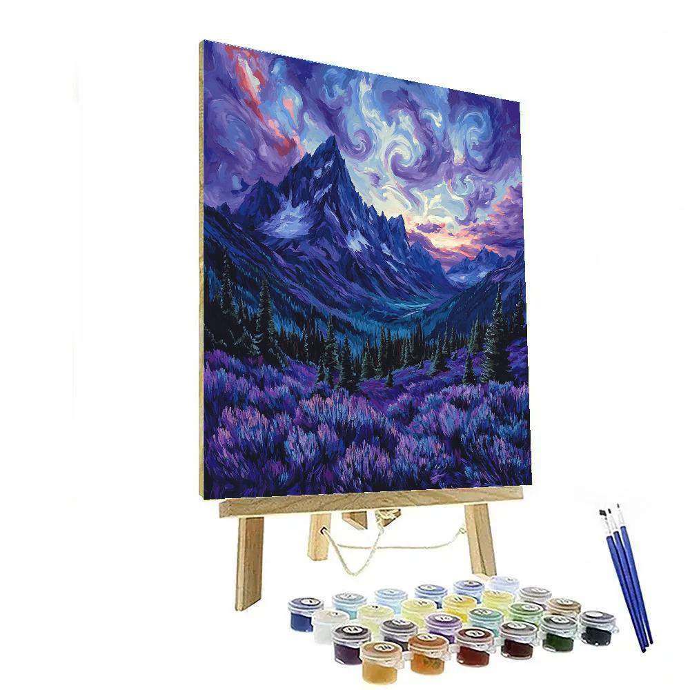 Frederick Varley Inspired Brooding Mountain Under Violet Sky paint by color