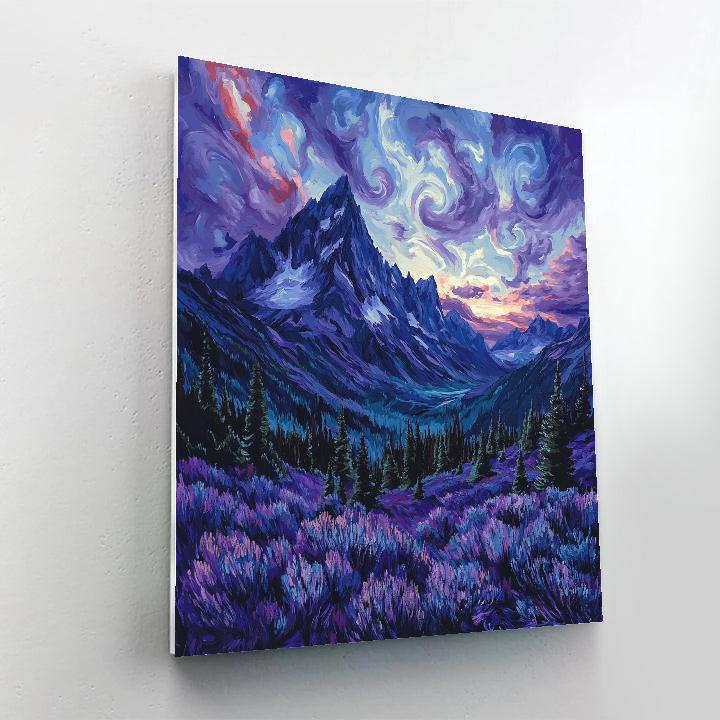 Frederick Varley Inspired Brooding Mountain Under Violet Sky paint by color