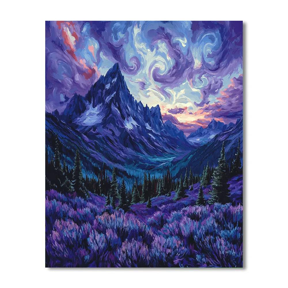 Frederick Varley Inspired Brooding Mountain Under Violet Sky paint by color
