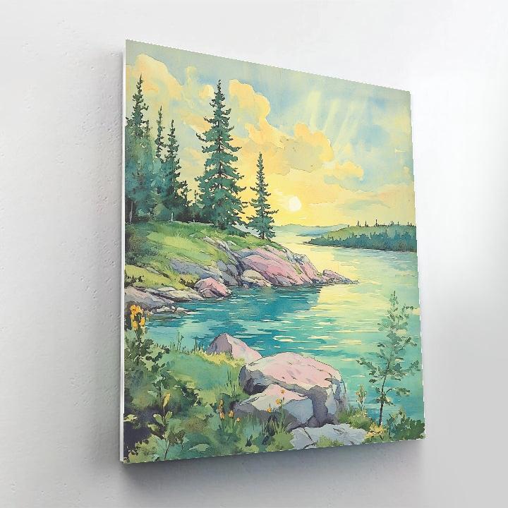 Franklin Carmichael Inspired Emerald Spring Peninsula At Dawn Number painting
